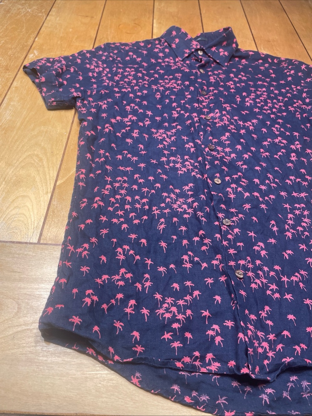 Rodd & Gunn Italian Woven 100% Linen Shirt XS Palm Print AOP Button Up